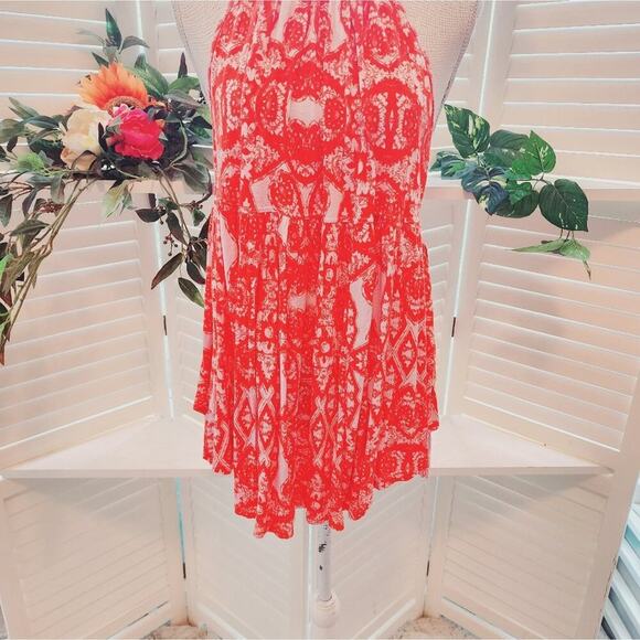 FREE PEOPLE LINEN ORANGE HALTER TUNIC SIZE SMALL - Picture 2 of 7
